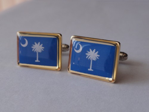 South Carolina State Flag Cufflinks--United States of America USA US Patriotic - Picture 2 of 3