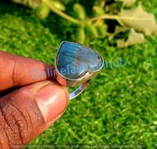 Gift For Her Blue Labradorite Gemstone Ring 925 Sterling Silver Plated Jewelry