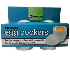 Set of 2 Microwave Egg Cookers IN A MINUTE Be a MicroChef  with Lids New