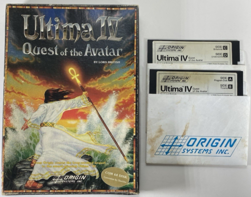 VTG Ultima IV Quest of the Avatar Commodore 64 Both Disks & Box only. Untested