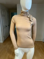 RED VALENTINO SCRUNCH BOW MOCK NECK KNIT SWEATER SIZE XS XSMALL