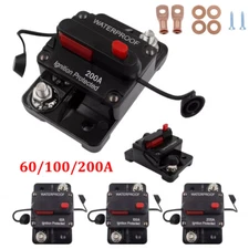 12V- 48V DC 60-200 Amp Waterproof Circuit Breaker Fuse Holder Protector Car Boat