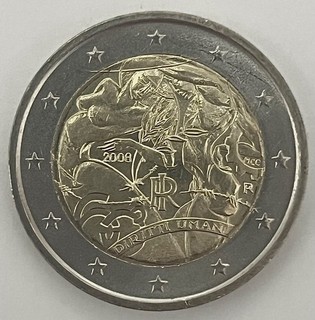 2 Euro Gedenkmünze Italien 2008 60 Jahre allgemeine Menschenrechte unz.