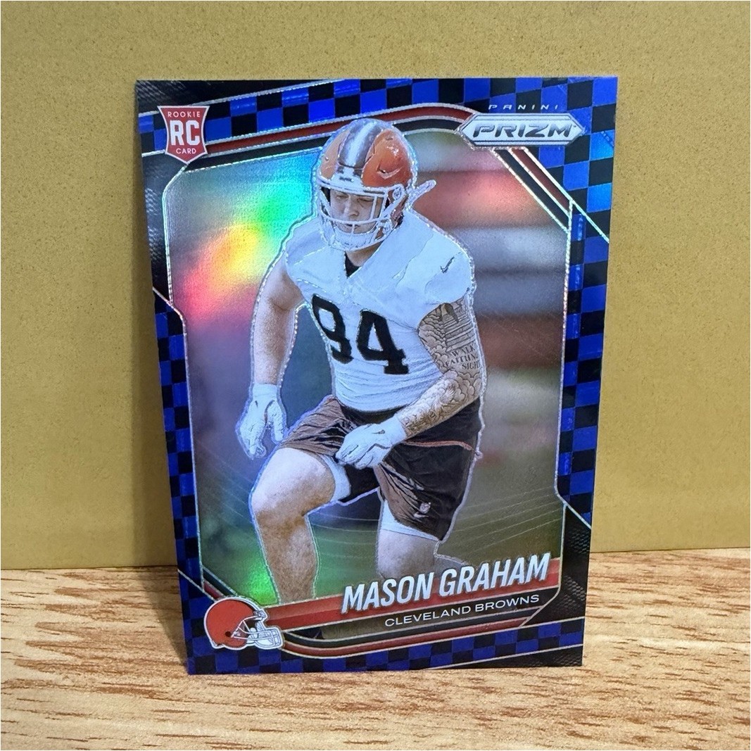 2025 Panini Prizm Mason Graham Rookie Black & Blue Checker #354 Browns Football