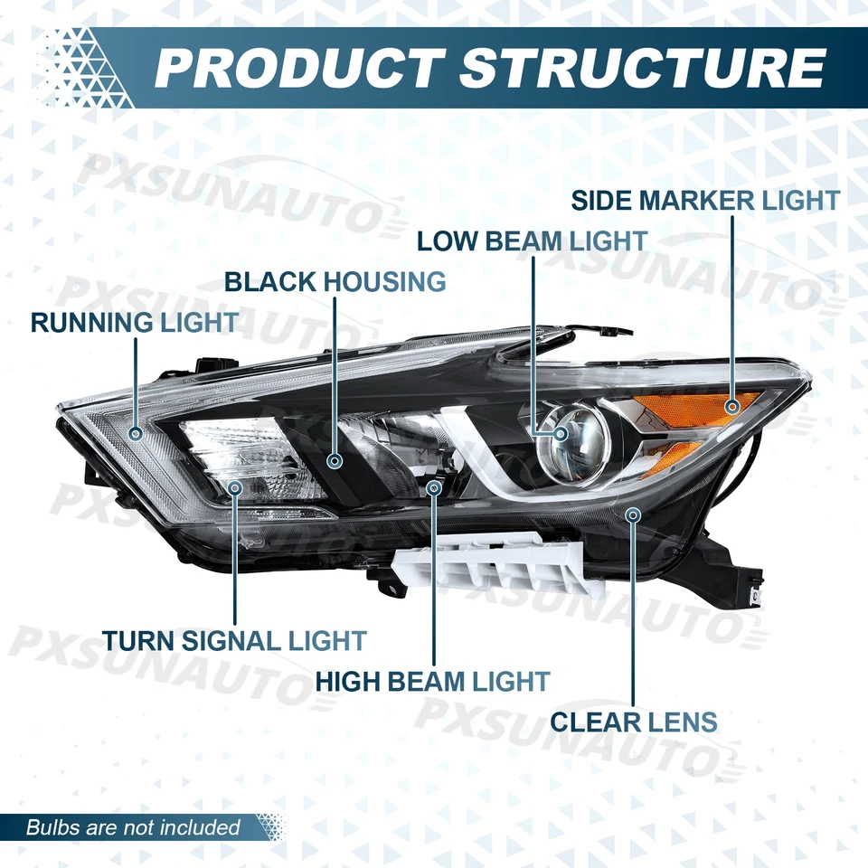 For 2016 2017 2018 Nissan Maxima S|SL|SV Headlights Headlamp Assembly Left+Right Foto 2 de 4
