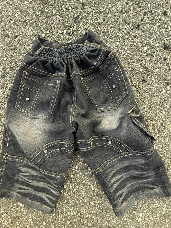 Pantalones Cortos de Denim Sueltos Estilo Y2K JNCO Niños Talla 6 Hip-Hop UNIT3X Graffiti Carga Foto 4 de 4