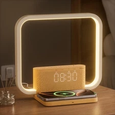 Sunrise Alarm Clock with Wireless Charging Desk Touch Lamp 3 Level Dimmable W...
