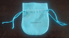 Tiffany  Co Small Blue Fabric Jewelry Pouch Empty Drawstring Bag 3 3/4" x 3"
