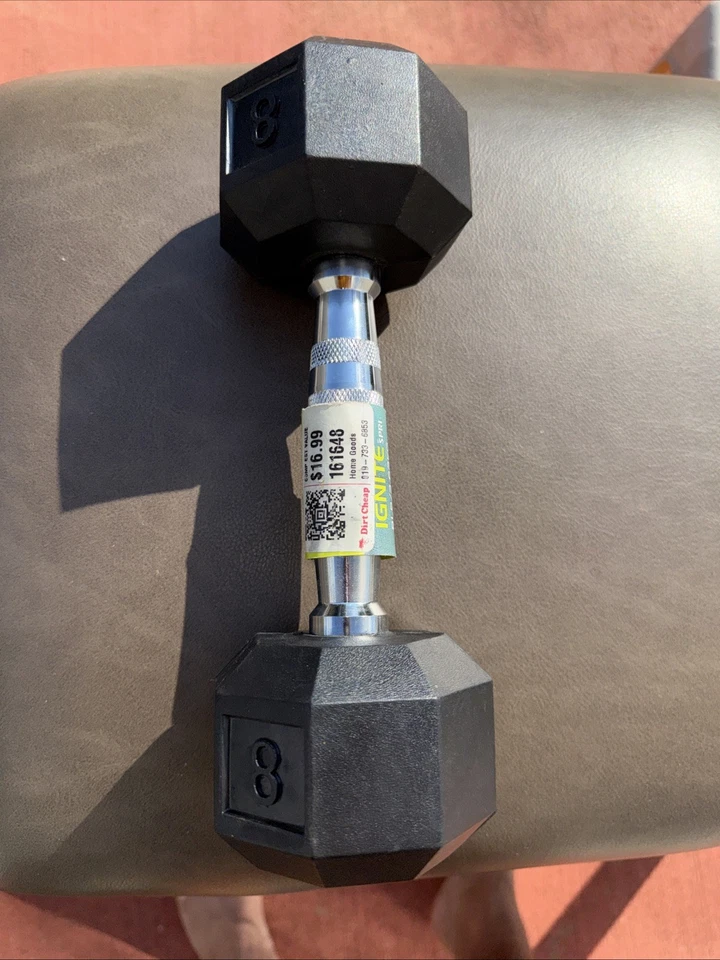 Nueva mancuerna Ignite by SPRI cromada 8 lb peso hexagonal durabilidad profesional Foto 2 de 2