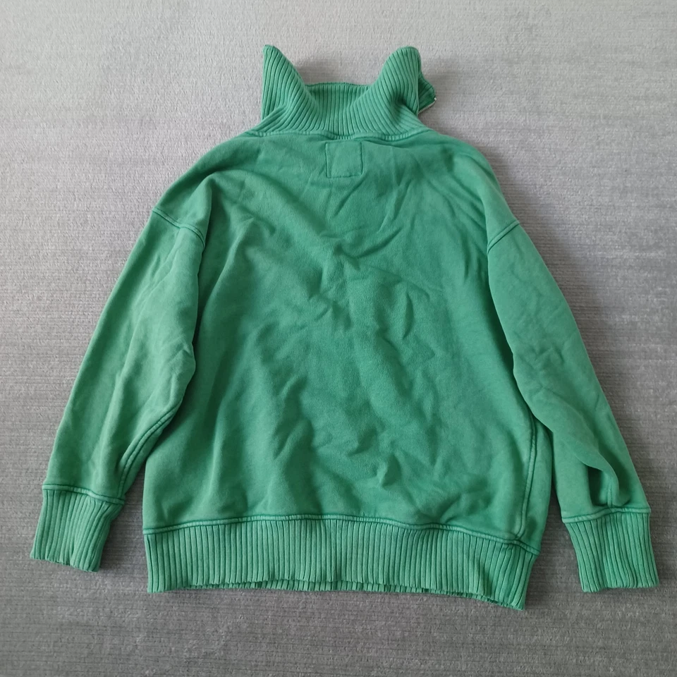 Aerie Sweater Women M Green 1/4 Zip Casual Crew Oversized Collar Boyfriend - Image 3 of 4