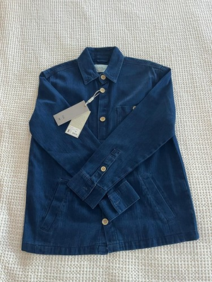 #ad NWT $216 FOLK Indigo Herringbone Chore Jacket Workwear 4 Pkt Overshirt Sz Medium $79.99