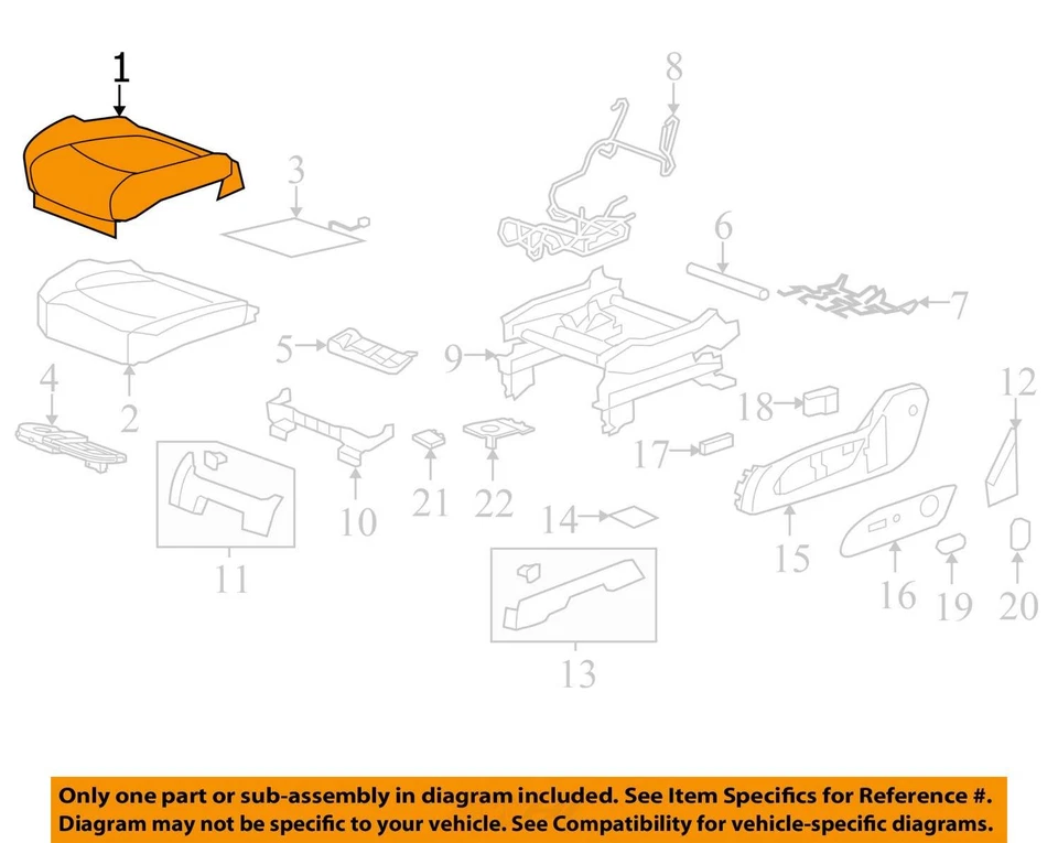 Se adapta a Chevrolet Traverse 2009 cubierta D/asiento cojín *ladrillo 25941768 - nuevo OEM Foto 2 de 3