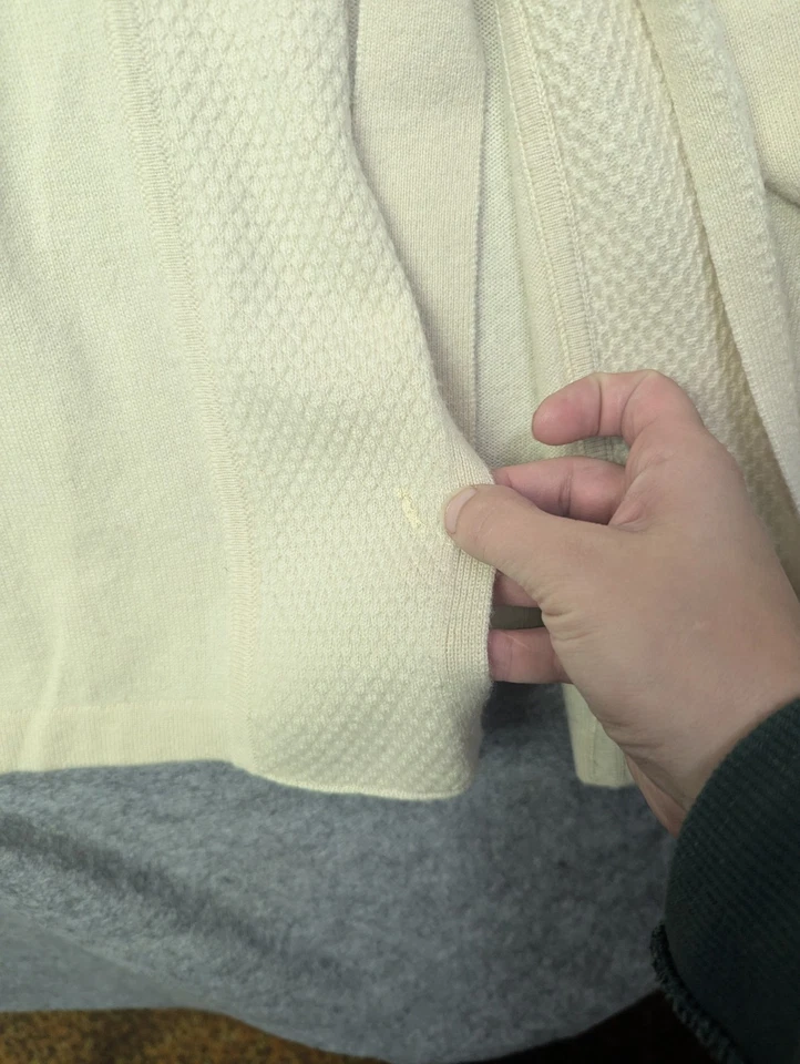 Cárdigan con Capucha Tahari Pure Luxe Frente Abierto Largo Cachemira Crema Talla Grande Foto 3 de 4