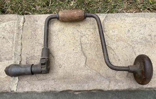 P.S.&W. Taladro manual con mango de madera Co Bit Brace para carpintería de colección EE. UU. - Imagen 6 de 11