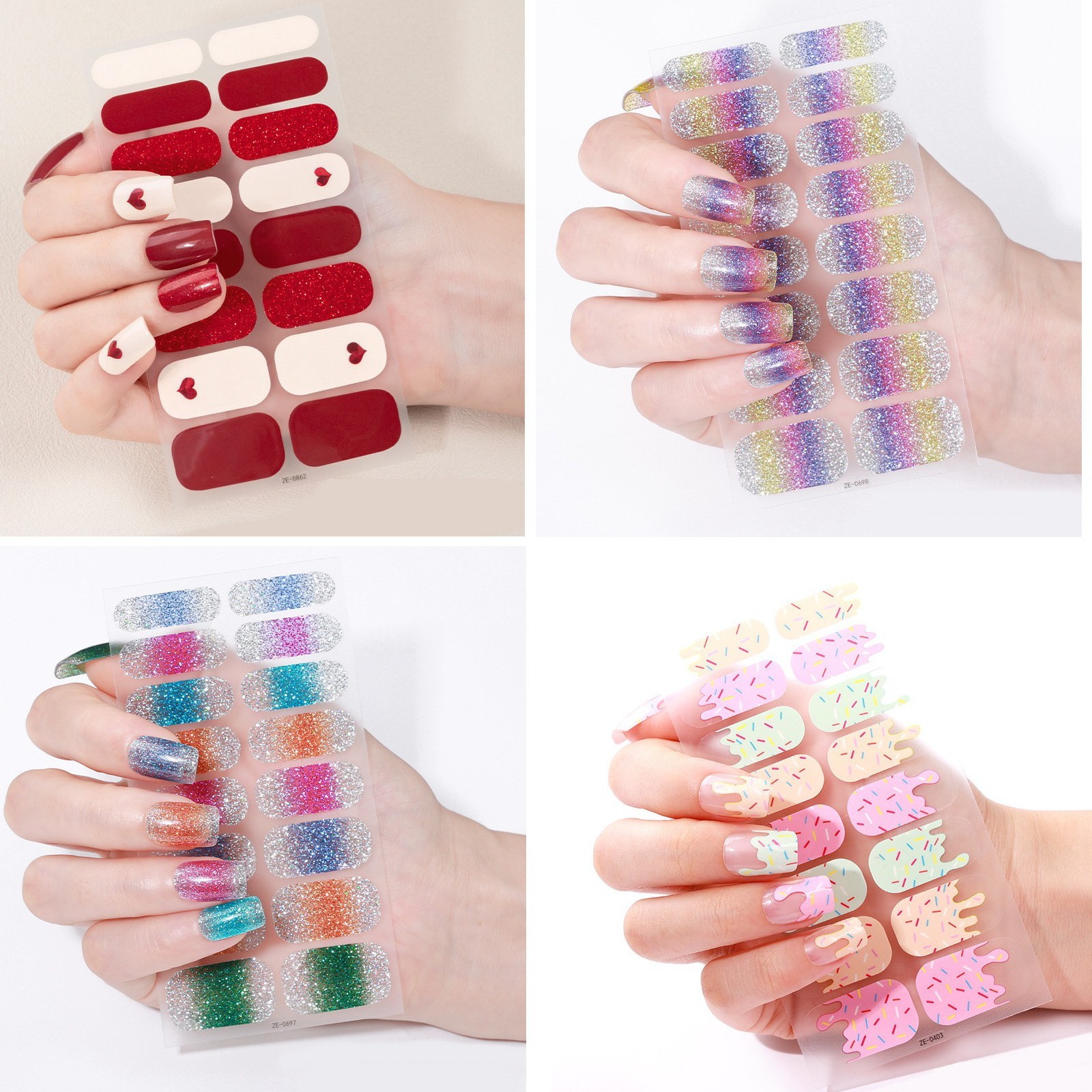 Full Size Nail Wraps Stickers Polish Look Art Flower/Sky/Love Gift Fun Nails USA