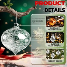 Elegant Hand-Blown Clear Glass Ball Ornaments, 4 Unique Choices, New, Ships Free