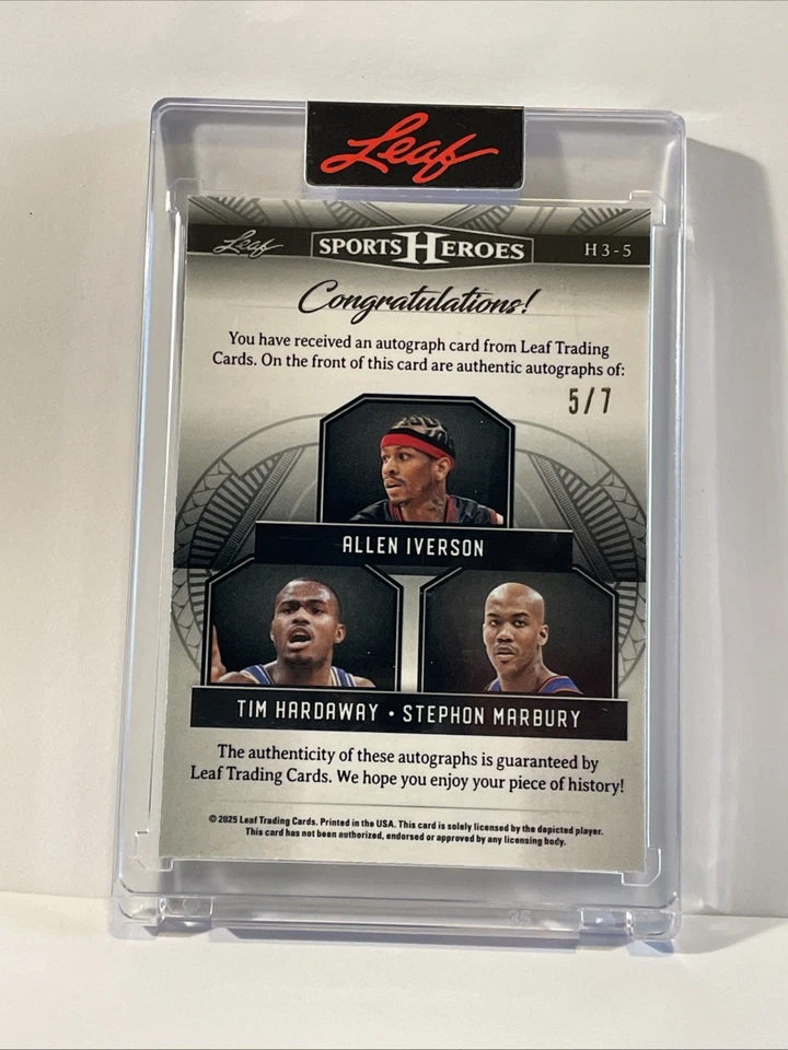 2025 Leaf Sports Heroes - Allen Iverson, Hardaway, Marbury Auto /7 Green Ice - Image 2 of 2