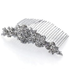 Hand Made Hair Jewelry swarovski crystal Roses Hair Comb, White Rhinestone