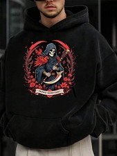 Men'S Gothic Grim Reaper Hoodie - Dark Fantasy Sweatshirt with Hood, Halloween C