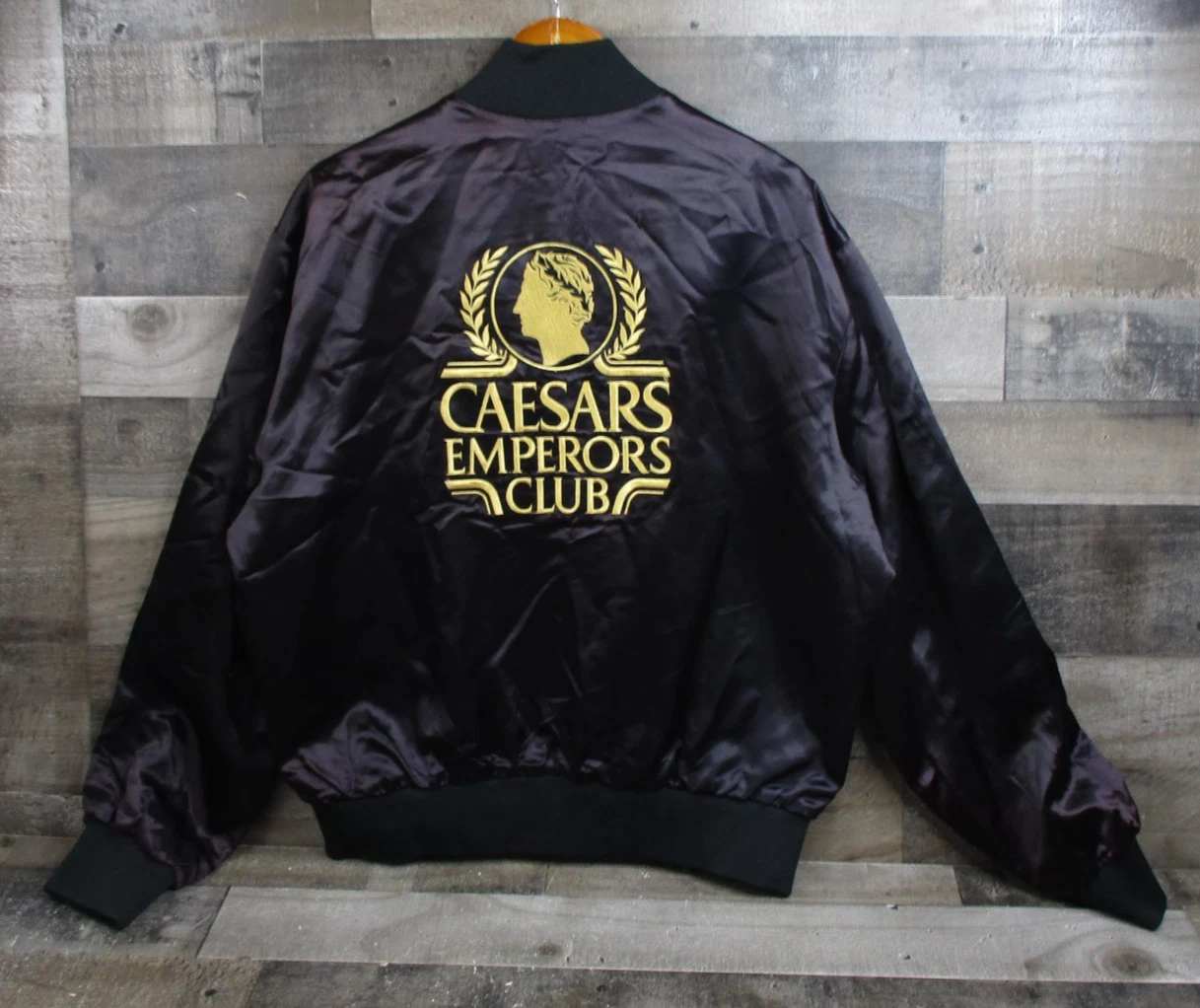 Vintage Caesars Casino Jacket Men XL Black Satin Atlantic City Emperors Club 80s - product detail image 3