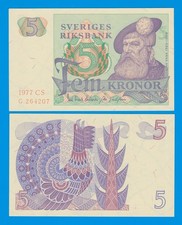 Sweden 5 Kronor P 51d  CS  1977 UNC ( P 51 d )