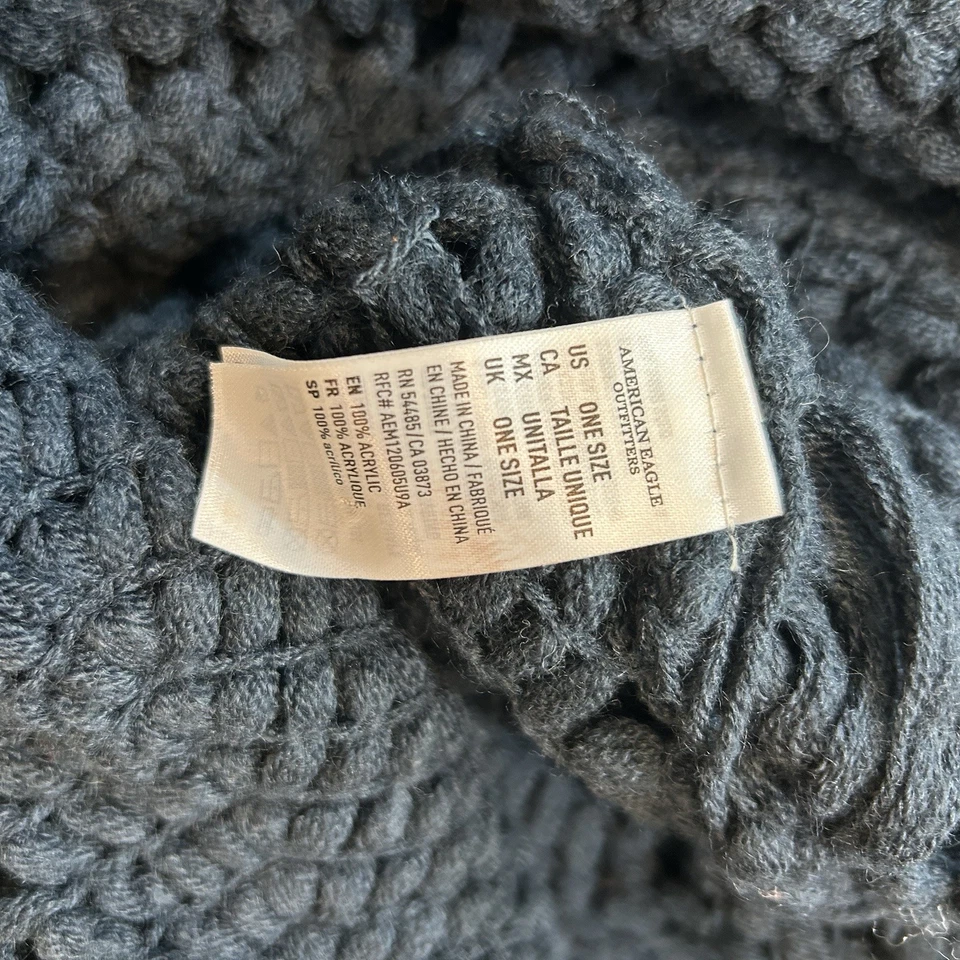 Bufanda tejida infinita azul marino American Eagle Outfitters talla única boho flecos borla Foto 4 de 4