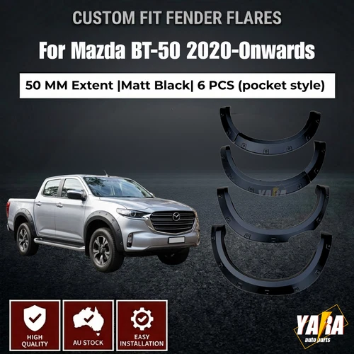 Pocket Fender Flares Suitable for Mazda BT-50 BT50 2020+ GUARD ARCH Matt Black