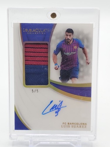 LUIS SUAREZ 2018-19 IMMACULATE GOLD HOLO MATCH WORN PATCH AUTO /5 #PA-LS Q3562