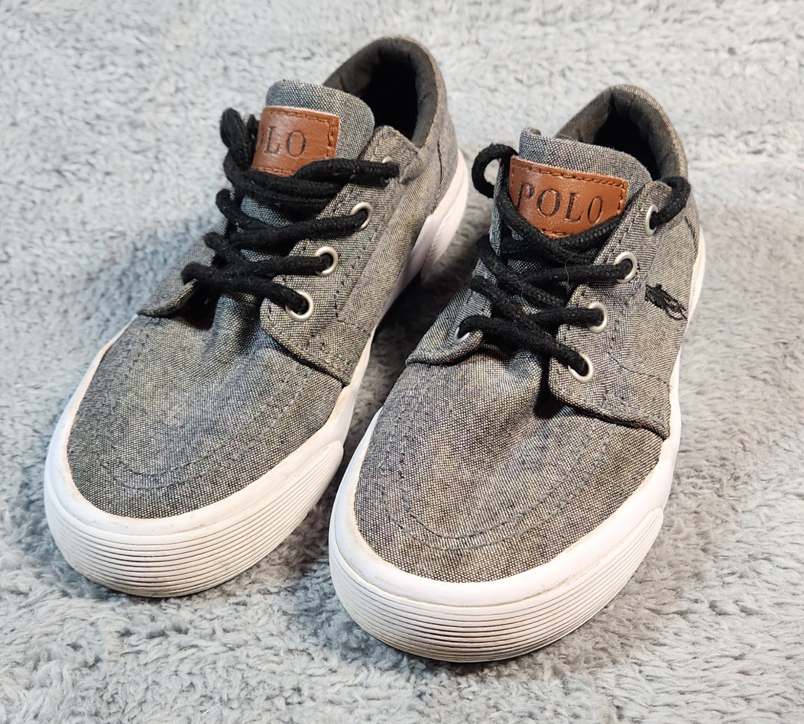 PONY Sneakers Polo Ralph Lauren ragazzo taglia 13 grigio tela stringate scarpe casual