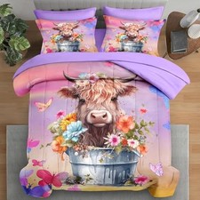 Comforter Set Size, Highland 7 Pcs Bedding for Kids and Adults, Queen Cow Calf
