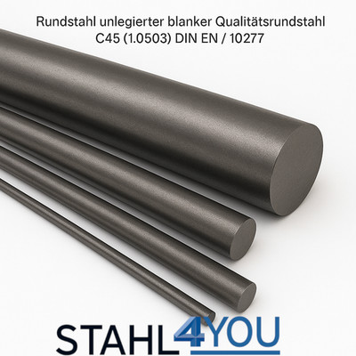 Rundstahl C45 Länge 200mm Blankstahl Ø5mm-Ø120mm Qualitätsstahl Werkstoff 1.0503