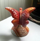 Vintage FENTON butterfly on branch red orange purple slag glass OOAK  Excellent