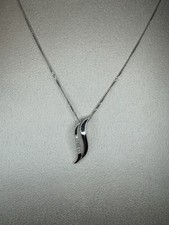 9ct White Gold Diamond Pendant Necklace 18” Chain Hallmarked Stamped DIA VGC