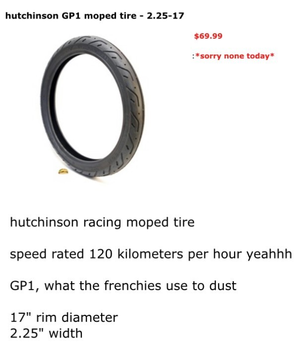 Motobecane 50V Moped Mag Wheels- Separated, Repainted, New Hardware, Tires