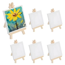 4x4" Canvas Boards for Painting with 6.3" Mini Easel Kit(White, Set of 6)