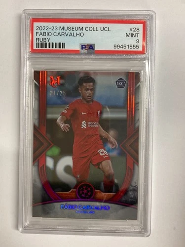 TOPPS MUSEUM COLLECTION UCL 22/23 FABIO CARVALHO LIVERPOOL RC RUBY 21/25 PSA 9