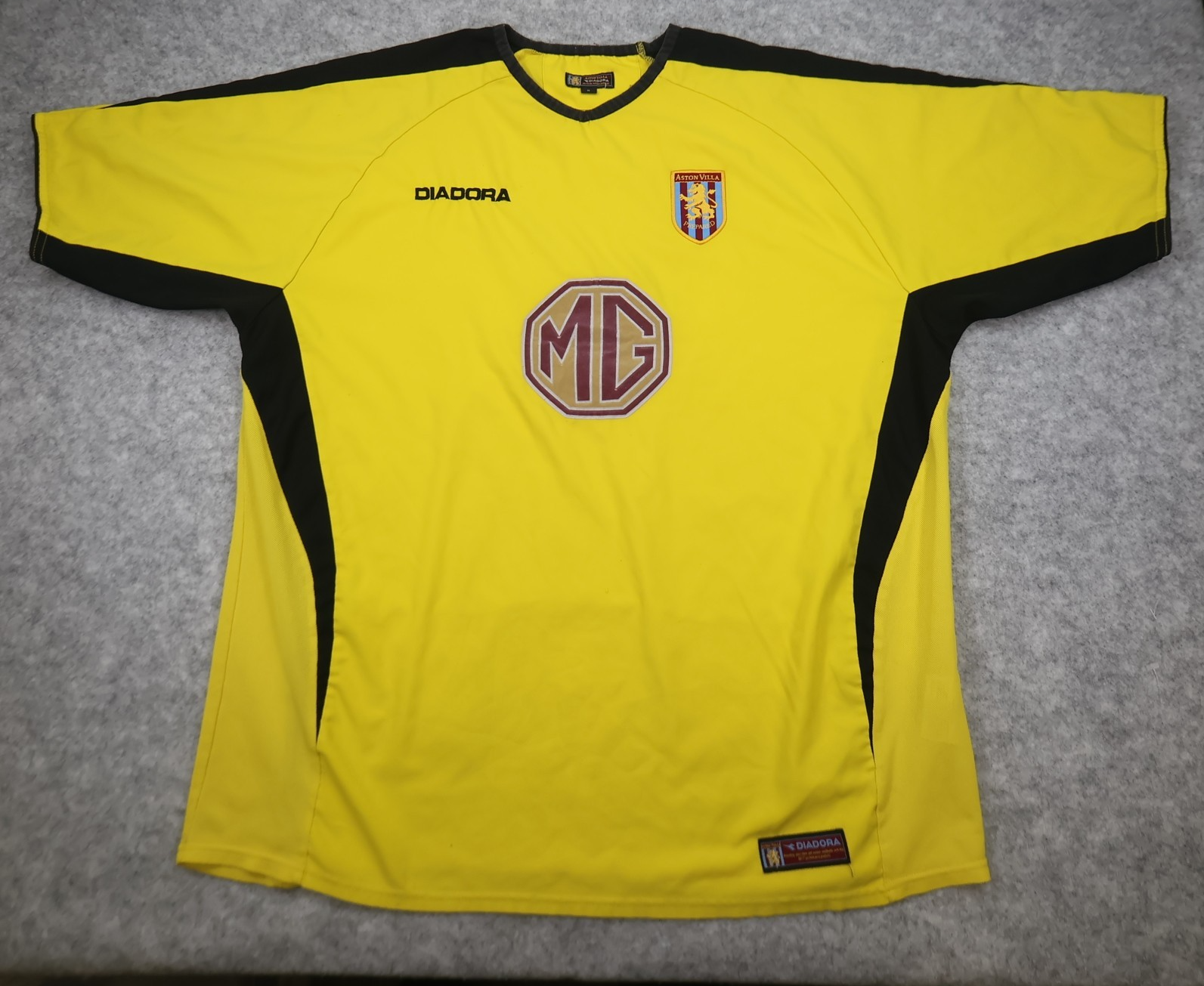 Vintage Aston Villa Shirt Extra Large Yellow Away Kit 2003 2004 Diadorda Jersey