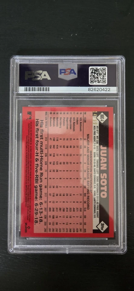 2021 Topps Chrome Juan Soto 1986 Green Refractor 14/99 PSA 9 SP Nationals - Image 2 of 2