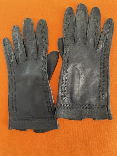 Elegante Lederhandschuhe Damen dunkelblau 7 - Bild 6 von 8