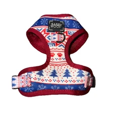 Extra Small Dog Or Cat Harness In Red White And Blue Christmas Pattern-Soo Cute!