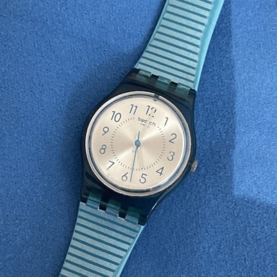 Swatch Phard Kissed (LS117) watch, light blue / Teal ribbed silicone strap 25 mm