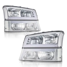 PREENEX Bumper Headlights for 2003-2006 Chevy Silverado 1500 2500 LED DRL Chrome
