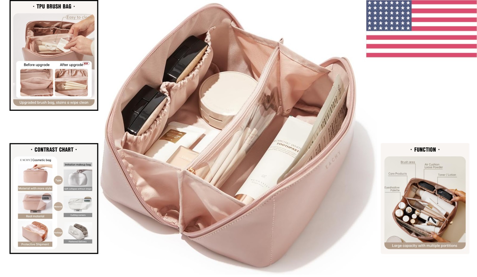 Travel-Friendly Makeup Bag with Custom Zipper - Ideal for Stylish