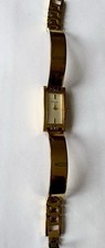 Vintage Bulova Gold Tone Bracelet Watch Rectangular Quartz Ladies Japan MVT