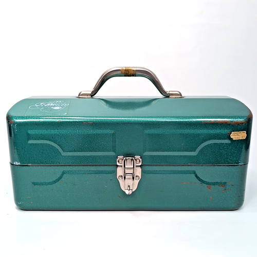 Vintage Green My Buddy 252 Two Tray Tackle Box with Plastic Tray Inserts