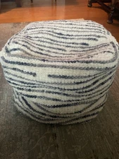Boho Wool Covered Le Pouf ottoman 40X40 Cm