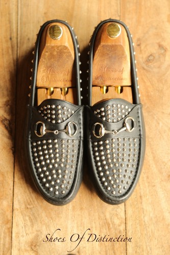 Gucci Schwarz Leder Silber Bit Nieten Halbschuhe Schuhe Herren UK 7,5 G US 8,5 SELTEN