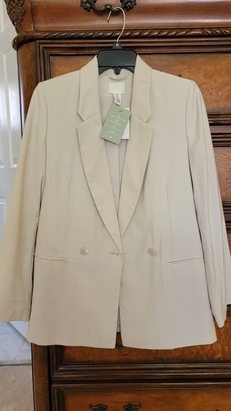 $79 H&M Beige Cream Oversized Blazer XS *Perfect for Spring*❤️