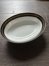 Noritake Legacy VIENNA Cobalt Blue & Gold Rim Oval Serving Bowl 9-1/2" Dish 2796