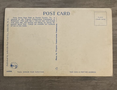 Virginia VA Southwestern Patrick County Fairy Stone State Park Scene Postcard - Picture 2 of 2